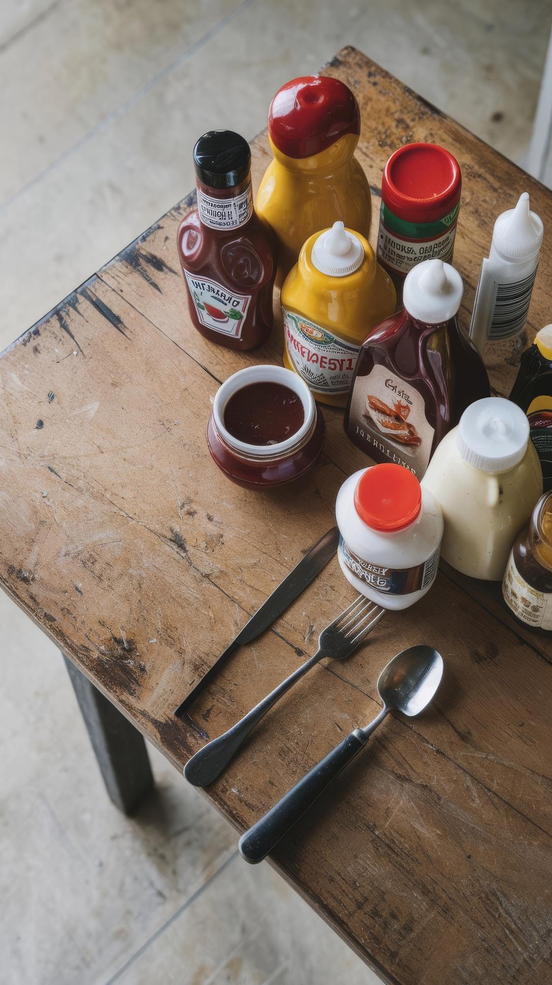 Workshop table with attendees tasting sauces
